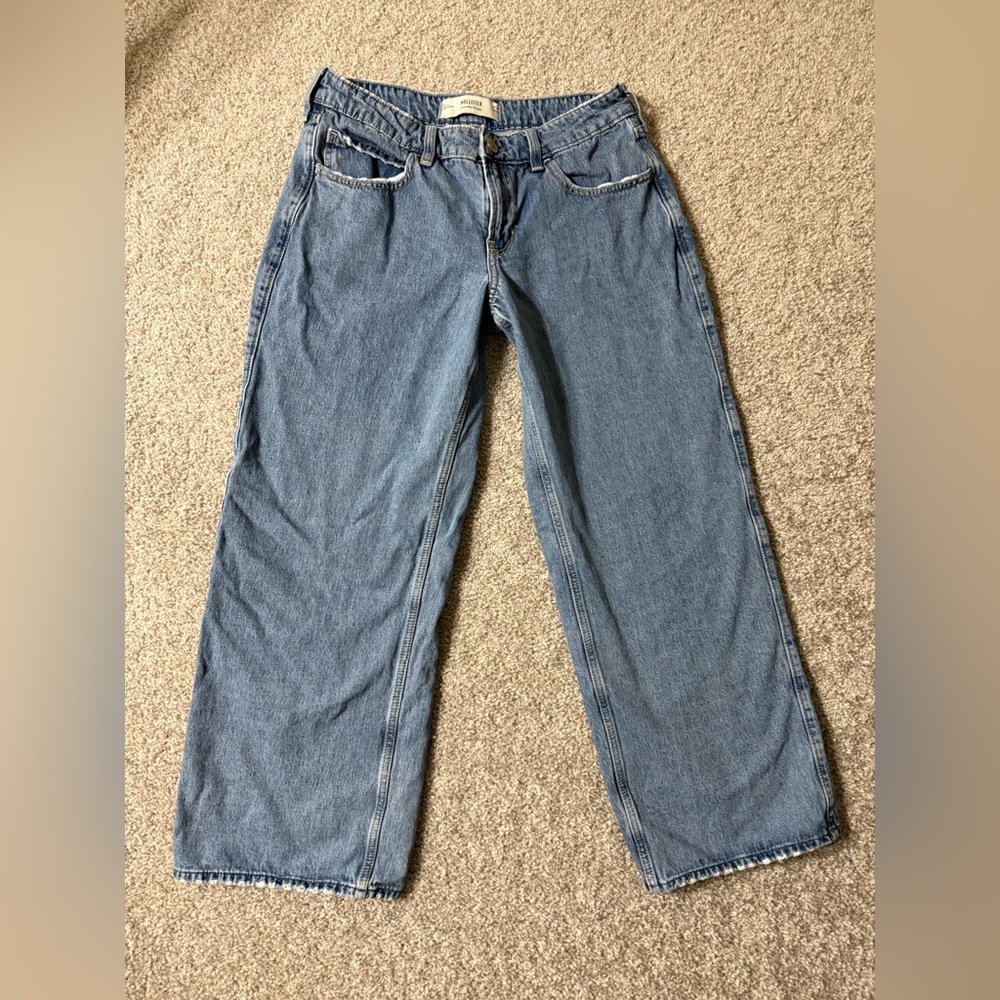 Hollister Loose Fit Low Rise Baggy Jeans W28 Short Light Wash Y2K